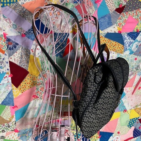 vintage y2k Coach backpack  6342 Legacy Signature C black grey Jacquard - Picture 2 of 11